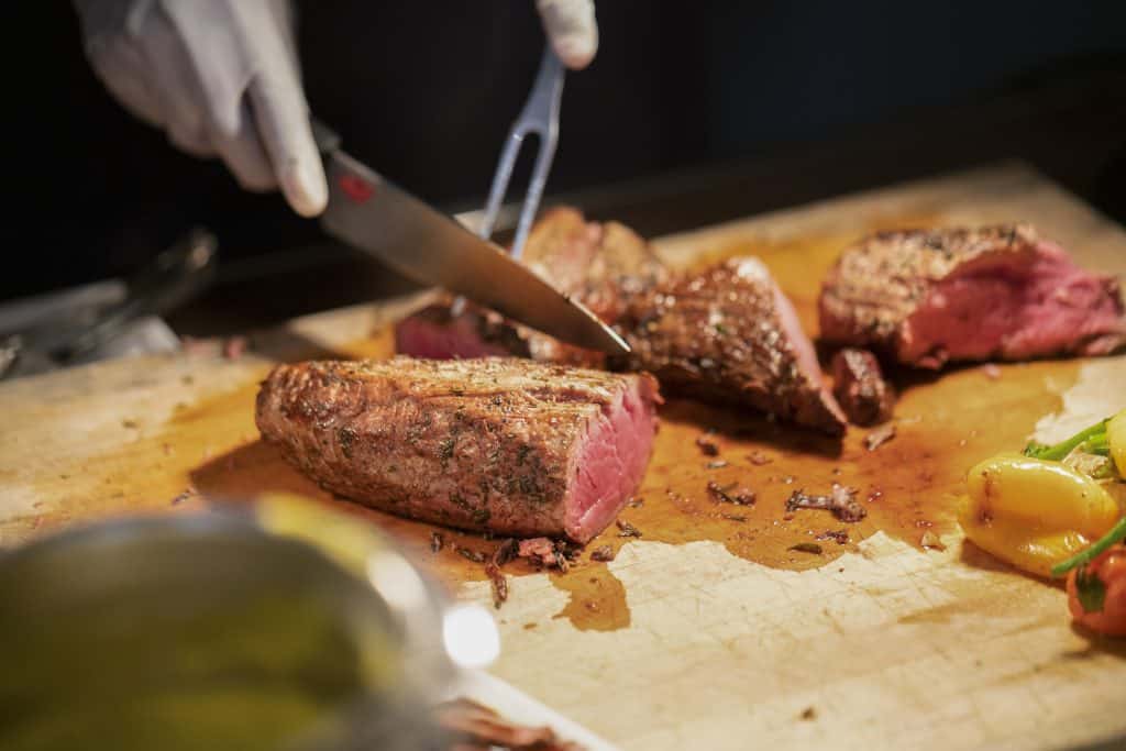 filet carving station at a party/event